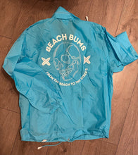 Load image into Gallery viewer, Clearance Large blue ‘From The Beach To The Streets’ Rain coat.
