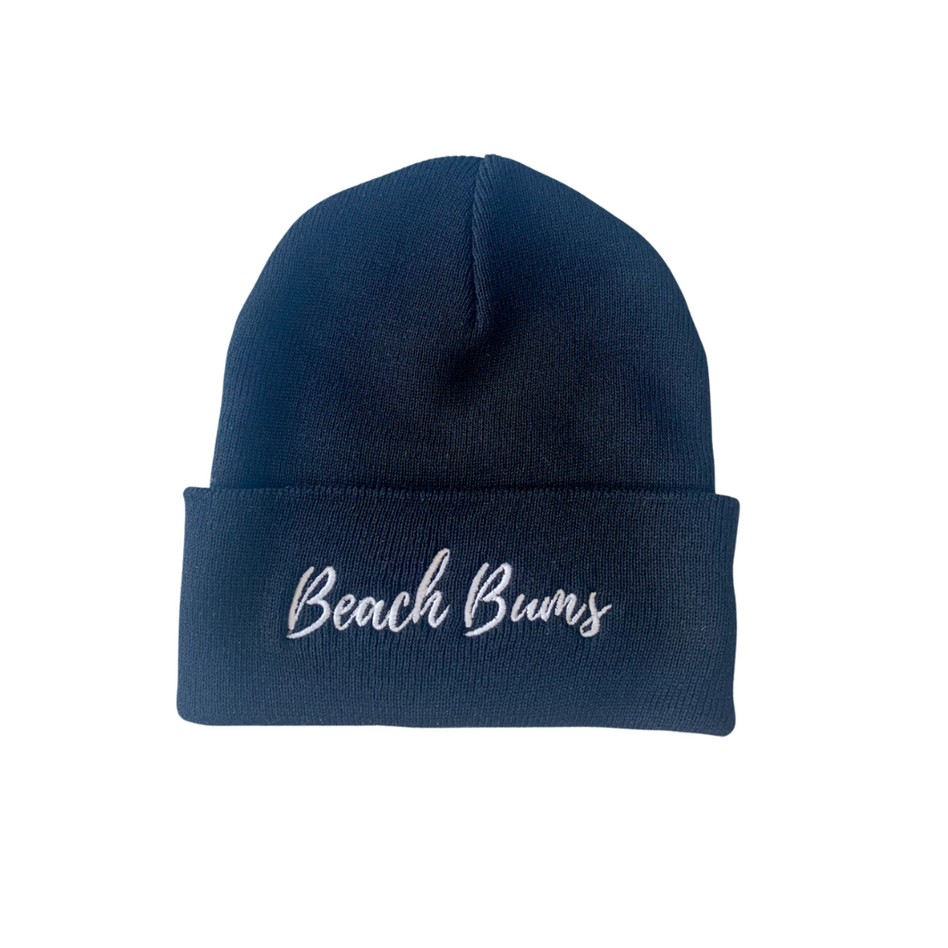 Beach Bums Black Beanie - White Writing